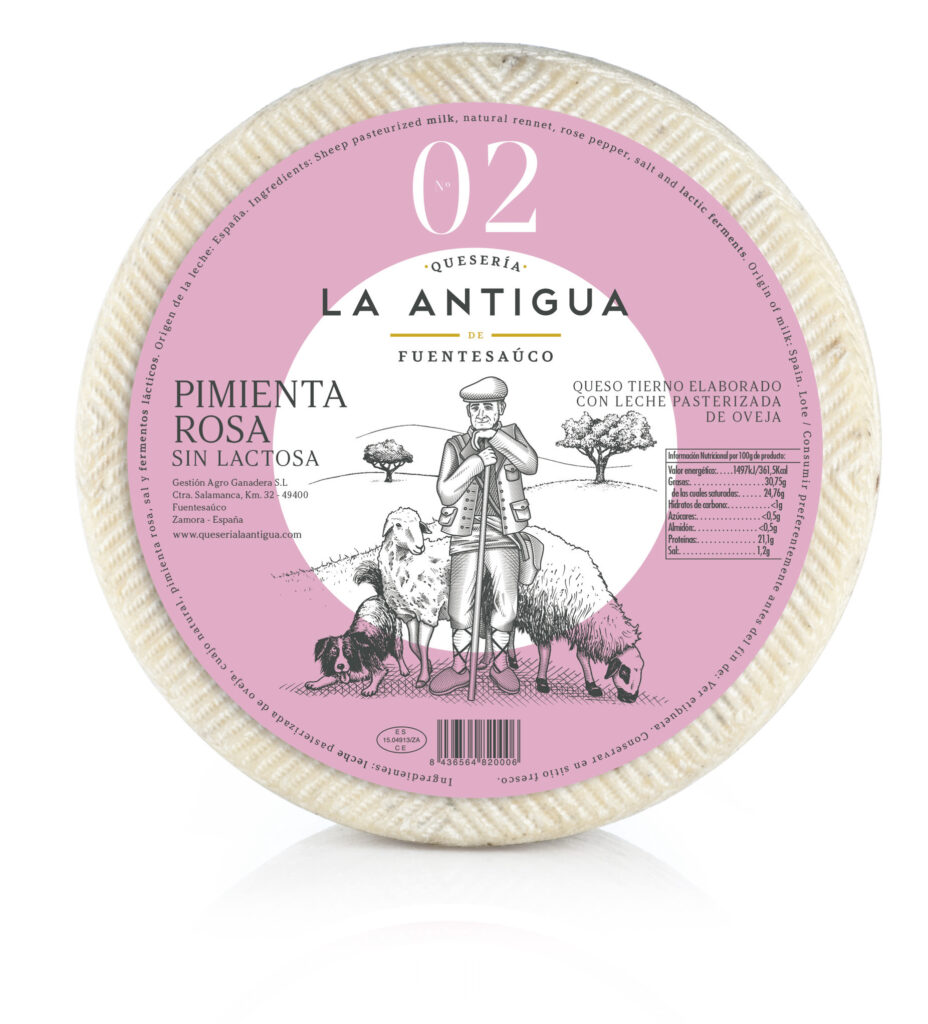 Queso pimienta rosa sin lactosa