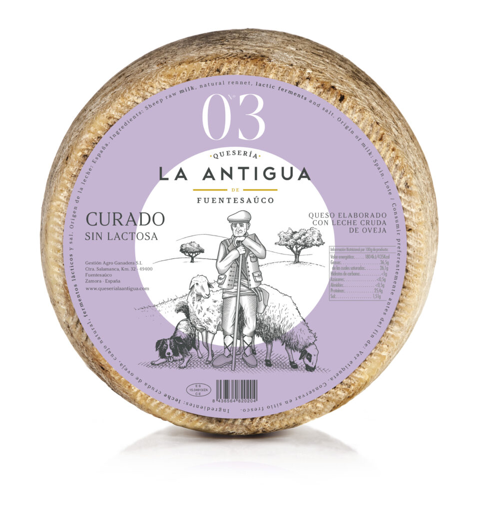 Queso curado sin lactosa